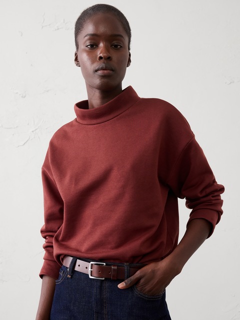 Fleece Mock-Neck Sweatshirt