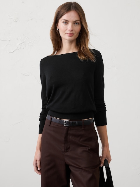 Merino Wool Boat-Neck Sweater