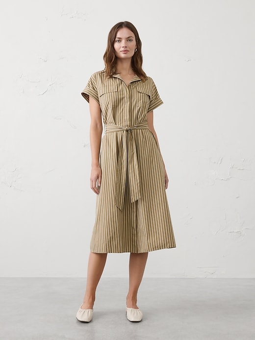 Poplin Utility Midi Shirtdress | Banana Republic Factory