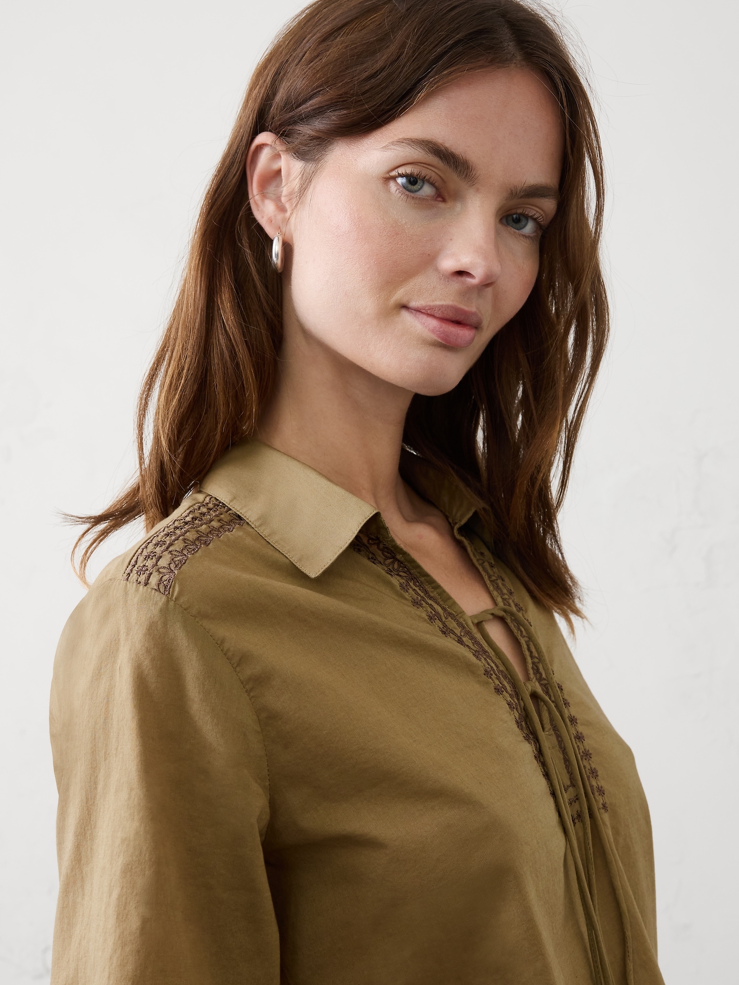 Image number 3 showing, Collared Front-Tie Top