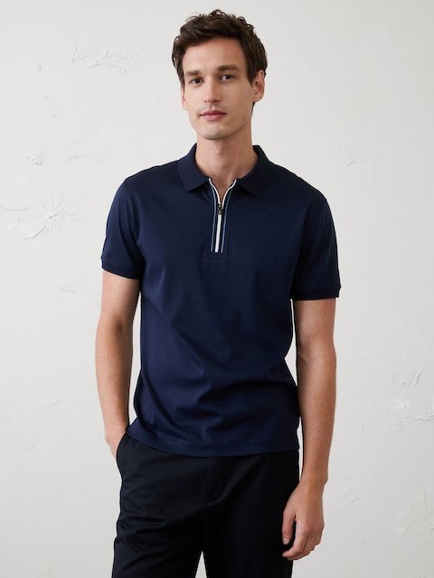 Standard-Fit Luxe Touch Zip Polo