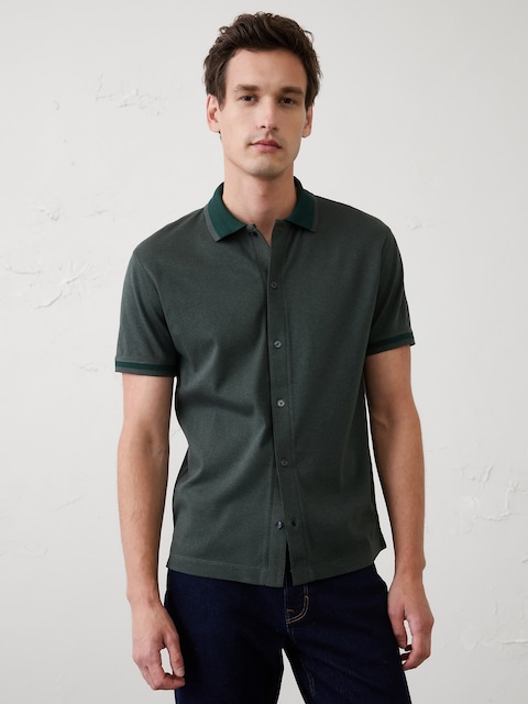 Slim-Fit Luxe Touch Button-Down Polo