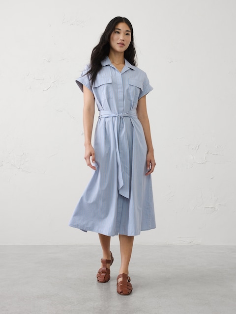 Poplin Utility Midi Shirtdress