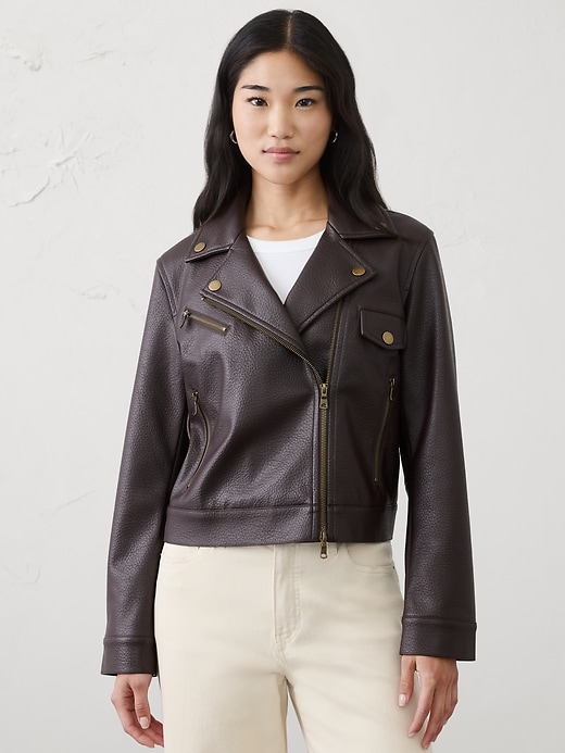 ジャケット・アウター banana republic leather biker jacket Vegan Leather Cropped Moto Jacket | Banana Republic Factory