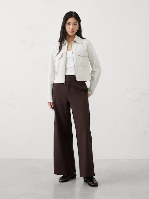 Wide-Leg High-Rise Ponte Pant