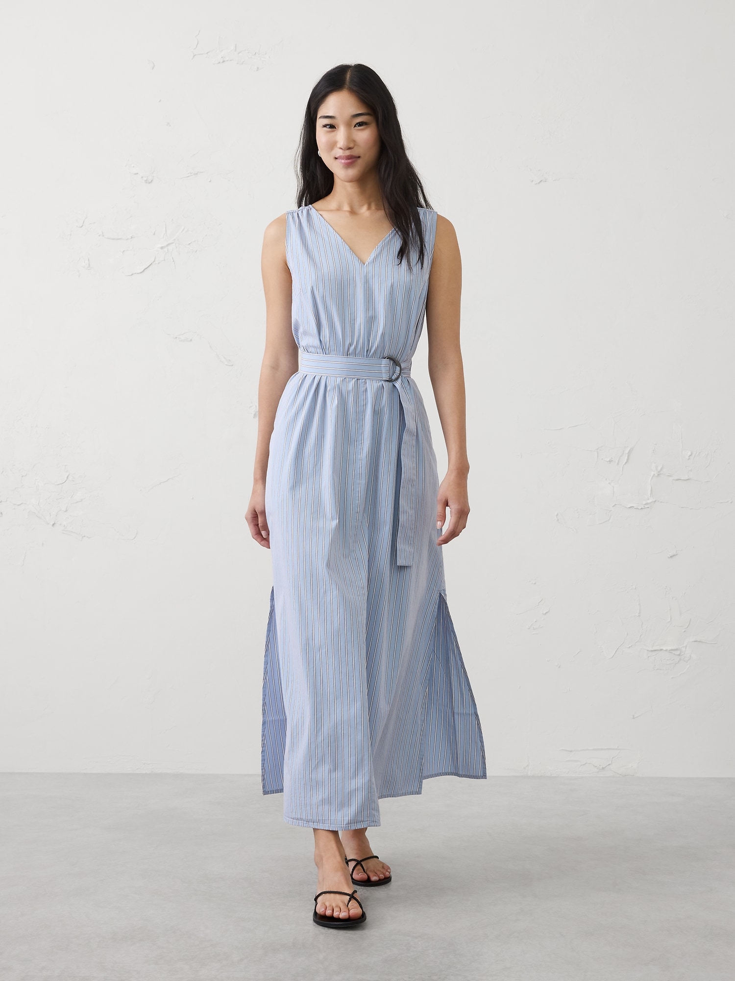 Image number 1 showing, Poplin Belted Maxi Dress