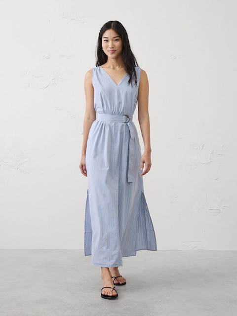 Poplin Belted Maxi Dress