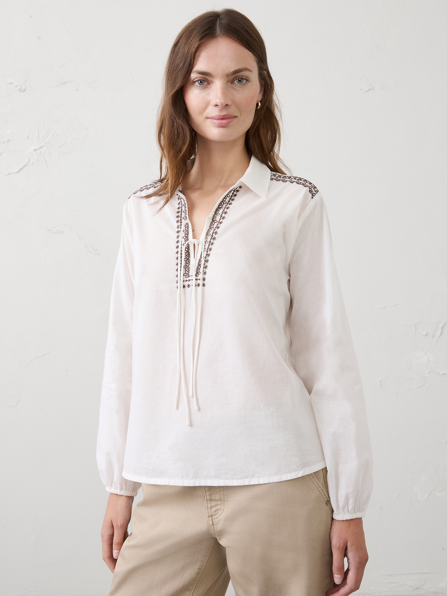 Image number 1 showing, Collared Front-Tie Top