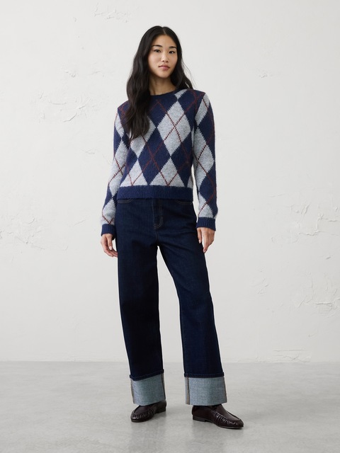 Plush Chunky Argyle Sweater