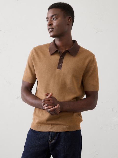 Contrast-Placket Sweater Polo