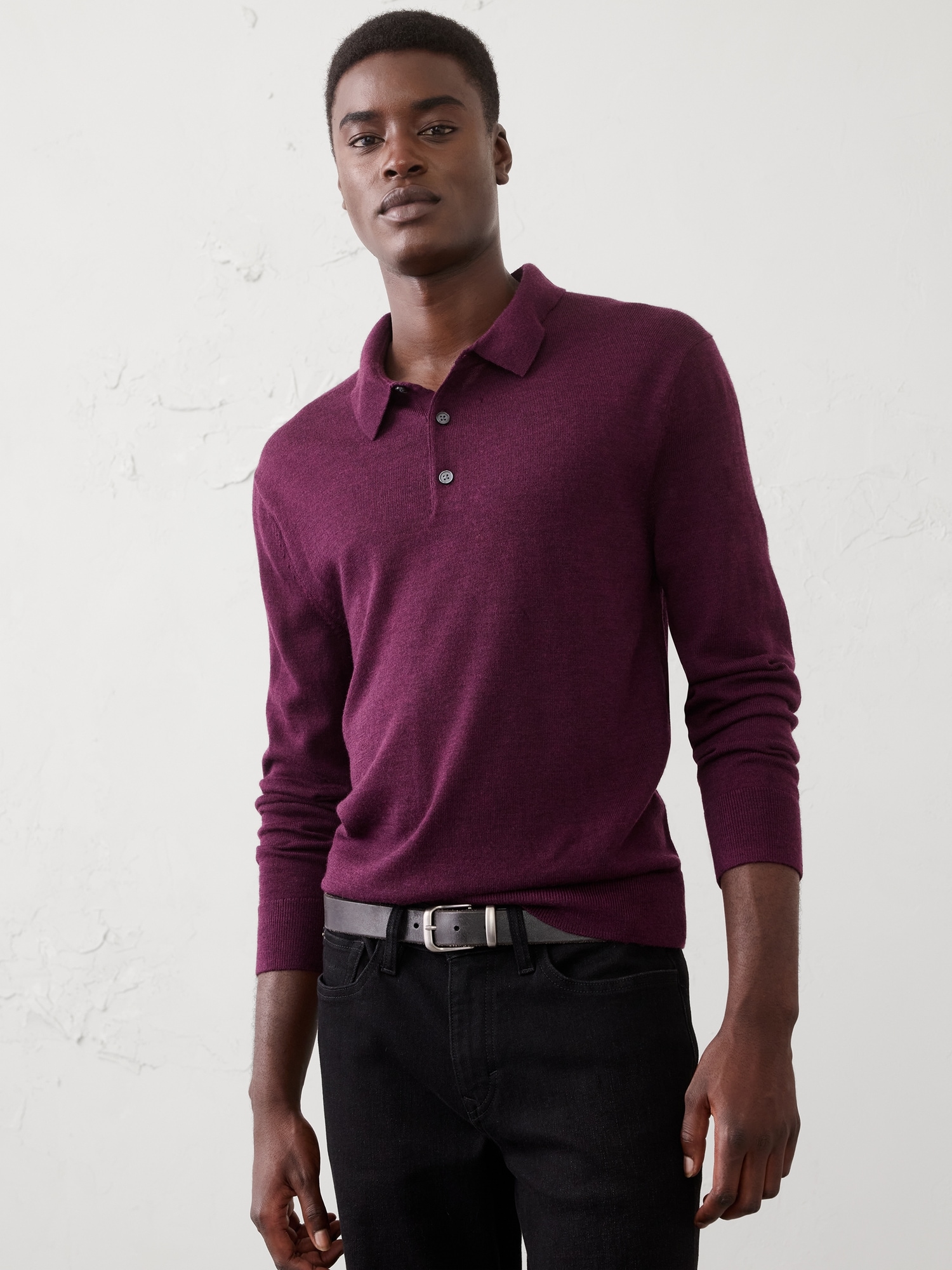 Merino Wool Polo Sweater