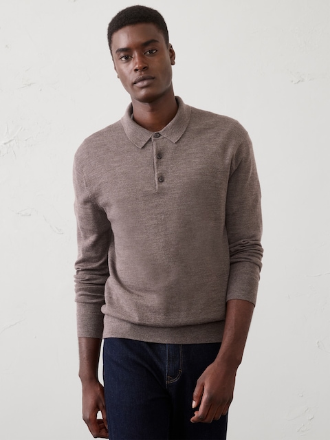 Merino Wool Polo Sweater