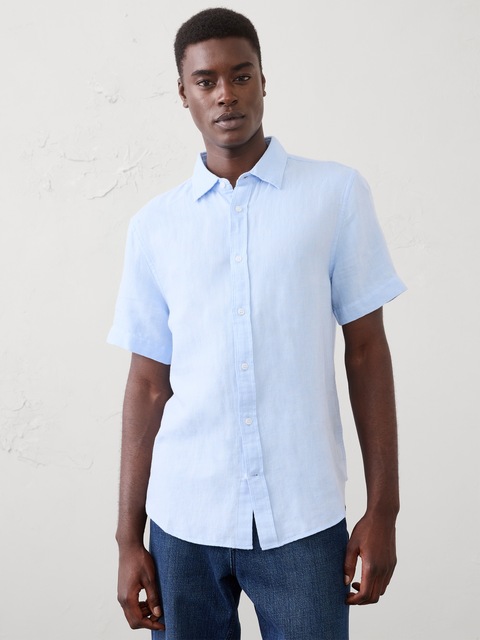 Slim-Fit Linen-Blend Herringbone Shirt