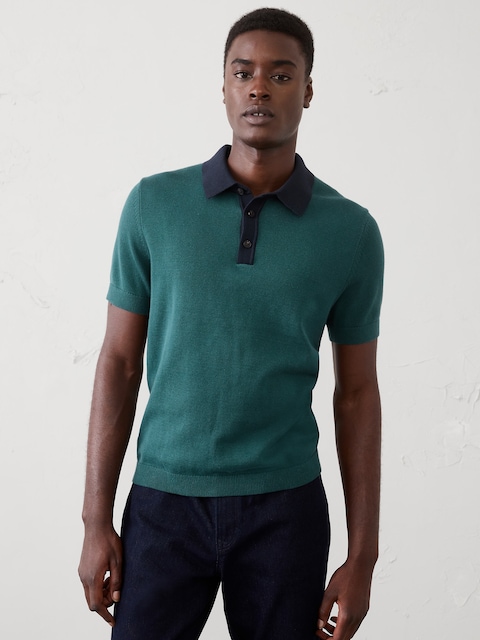 Contrast-Placket Sweater Polo