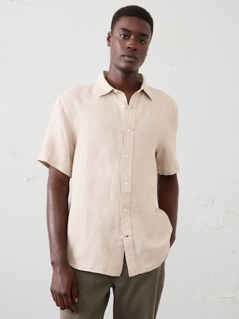 Slim-Fit Linen-Blend Herringbone Shirt