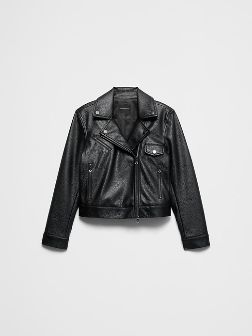 Vegan Leather Cropped Moto Jacket | Banana Republic Factory