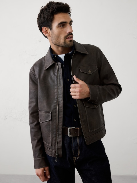 Vegan Leather Zip Jacket