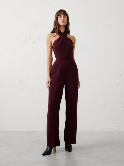 Tailored Crossed-Halter Jumpsuit
