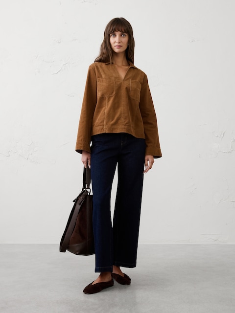 Collared Corduroy Popover Shirt