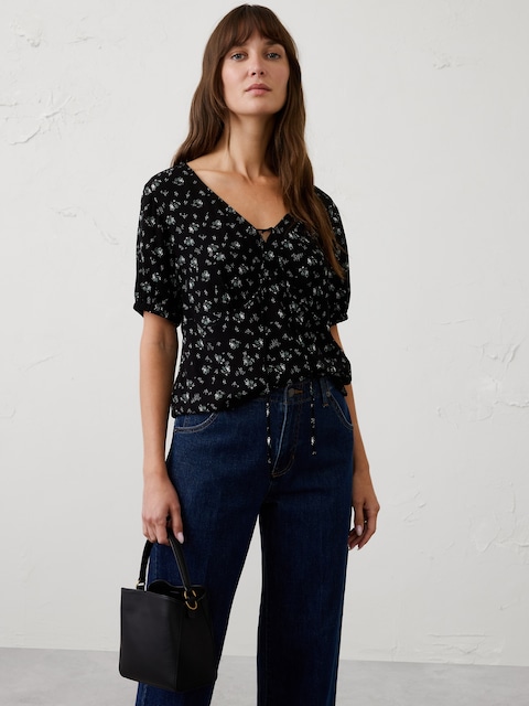 Tie‑Front Peplum Top
