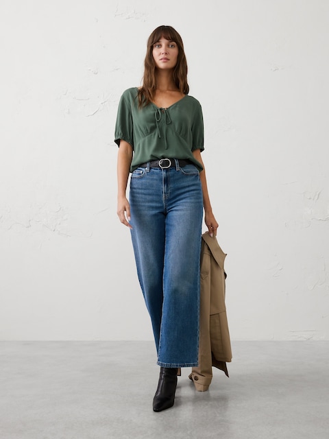 Tie‑Front Peplum Top