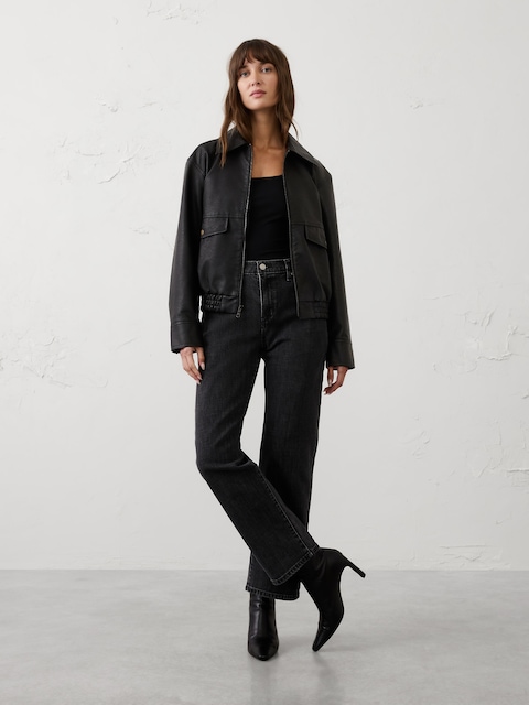 Vegan Leather Bomber Jacket