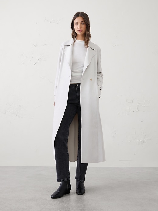 Vegan Suede Long Coat | Banana Republic Factory