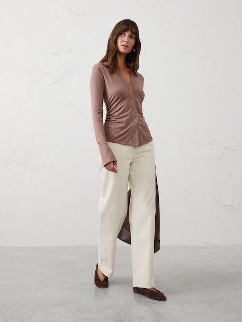 Sheen Slub Collared Top