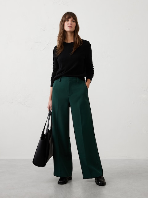 Wide-Leg High-Rise Double Weave Pant