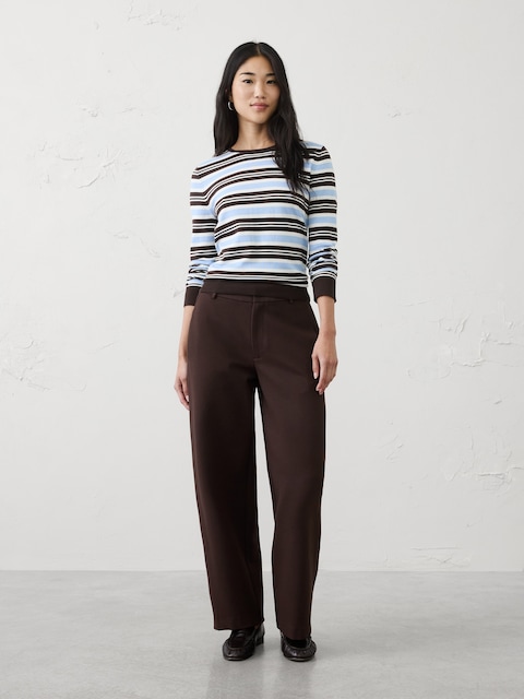 Barrel-Leg High-Rise Knit Ponte Pant