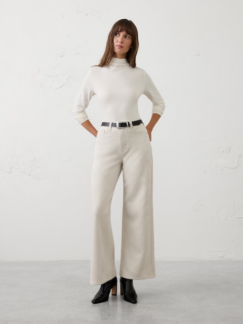 Vegan Suede Wide-Leg High-Rise Pant