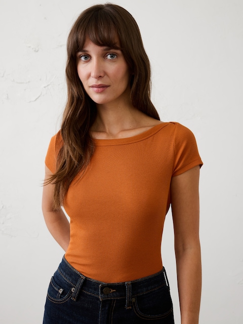 Ribbed Boatneck Top