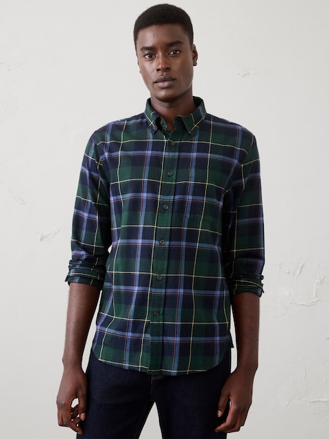 Slim-Fit Lightweight Flannel Shirt