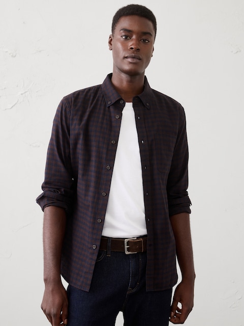 Slim-Fit Lightweight Flannel Shirt