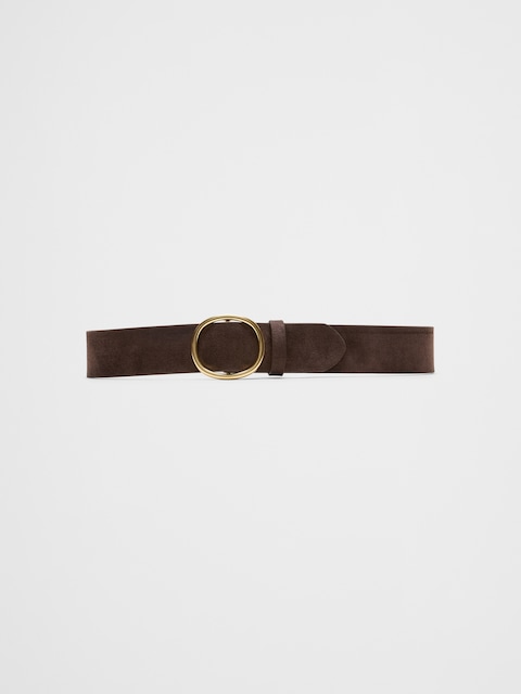 Wide Vegan Oval Buckle Belt