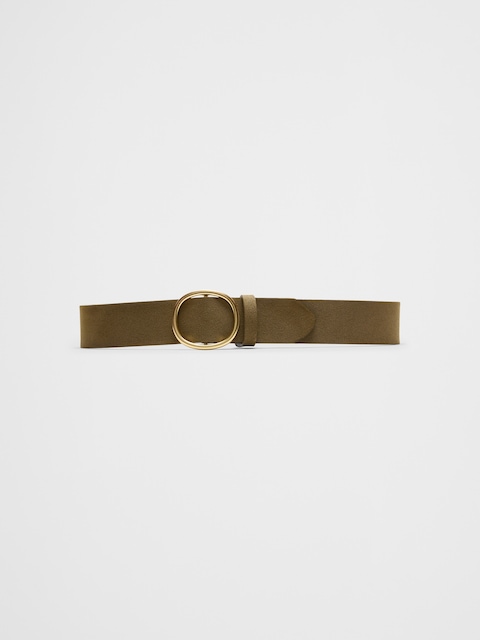 Wide Vegan Oval Buckle Belt