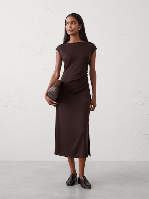 Soft Touch Side-Shirred Midi Dress