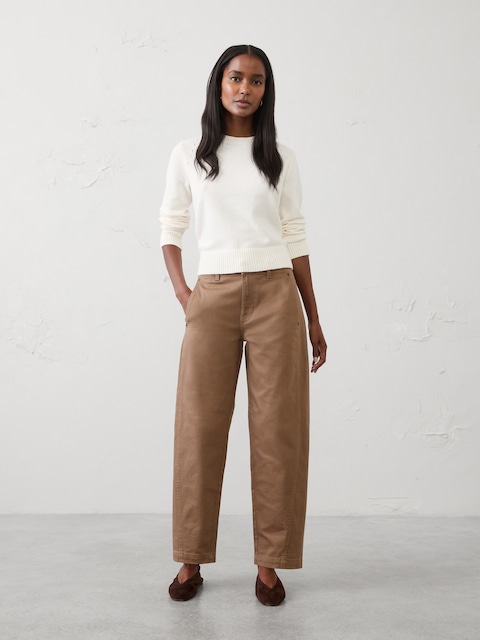 Barrel-Leg Mid-Rise Seamed Jean