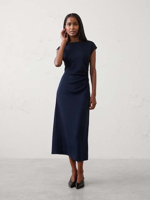 Soft Touch Side-Shirred Midi Dress