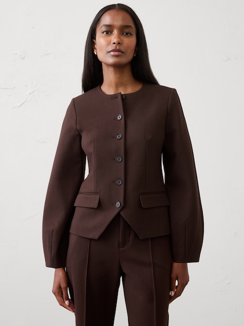 Ponte Collarless Blazer
