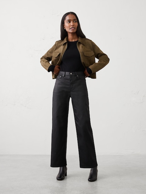 Straight-Leg High-Rise Coated Jean