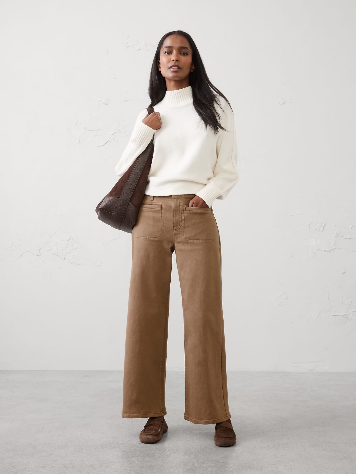 Wide-Leg High-Rise Patch Pocket Jean