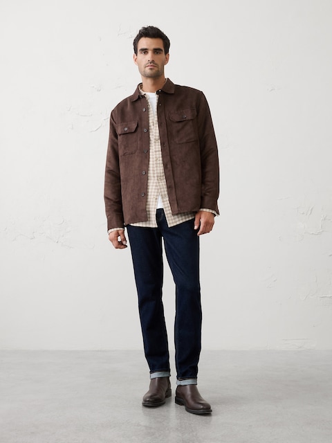 Relaxed-Fit Vegan Suede Overshirt
