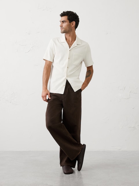 Standard-Fit Knit Herringbone Shirt