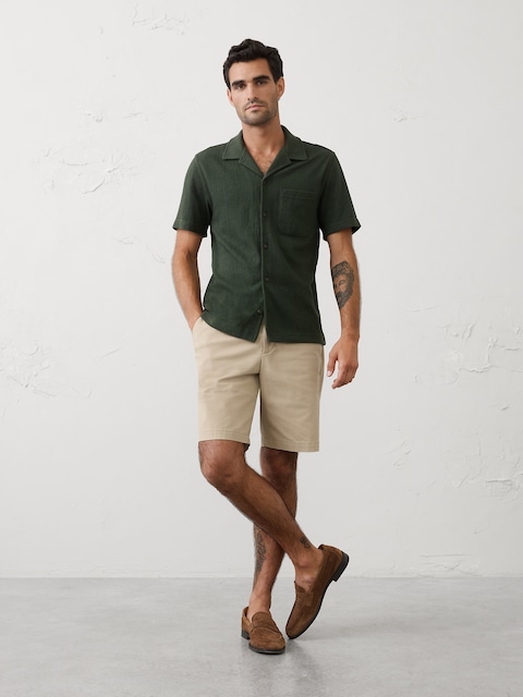 Standard-Fit Knit Herringbone Shirt