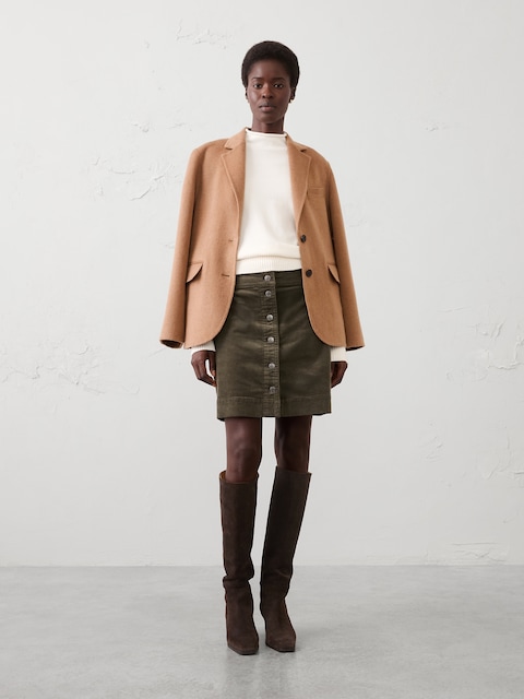 Corduroy Button-Down Mini Skirt