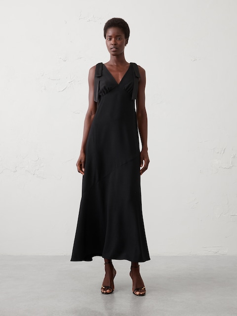 Satin Tie Slip Maxi Dress