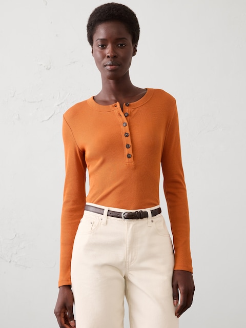 Ribbed Henley T-Shirt