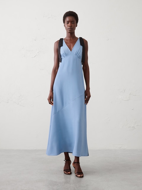 Satin Tie Slip Maxi Dress