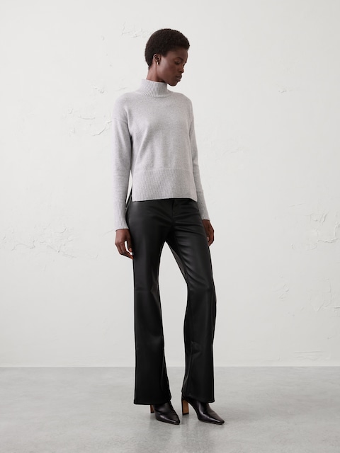 Bootcut-Leg Mid-Rise Vegan Leather Pant